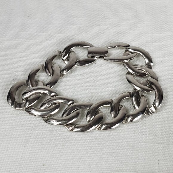 Vintage Napier Chunky Silver Tone Link Bracelet - Picture 1 of 8